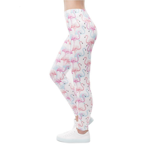 Flamingo Printied High Waist Workout Legging