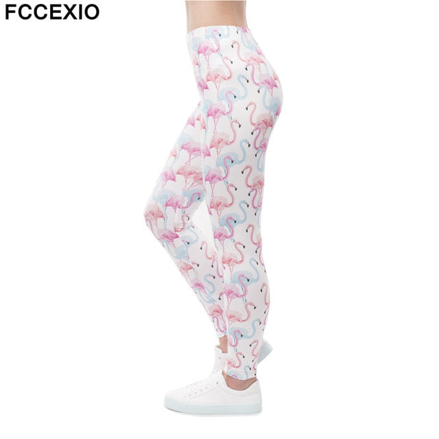Flamingo Printied High Waist Workout Legging