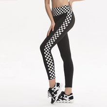 Load image into Gallery viewer, Plaid Patchwork Leggings High Waist